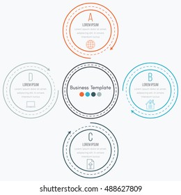 Thin line infographic element. Linear flat chart, diagram, scheme, graph with 4 steps