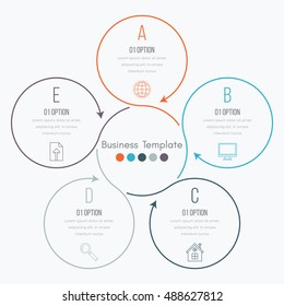 Thin line infographic element. Linear flat chart, diagram, scheme, graph with 5 steps