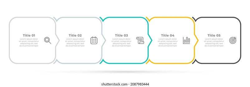 Thin line infographic label design with marketing icons and 5 options or steps. Vector illustration.