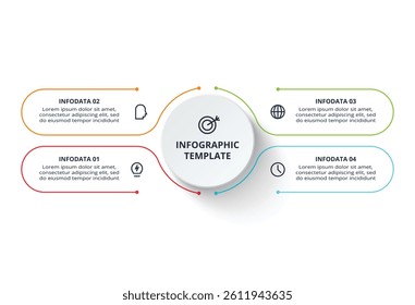 Thin line infographic. Modern concept design template with 4 options, steps or parts.