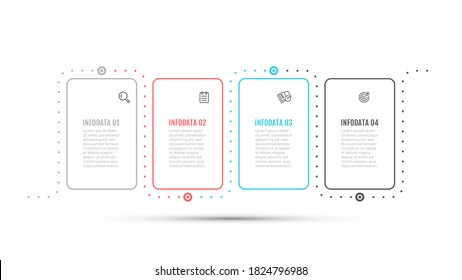 Thin line infographic process chart design with icon and points. Business concept with 4 options or steps. Can be used for workflow diagram, info chart, web design.