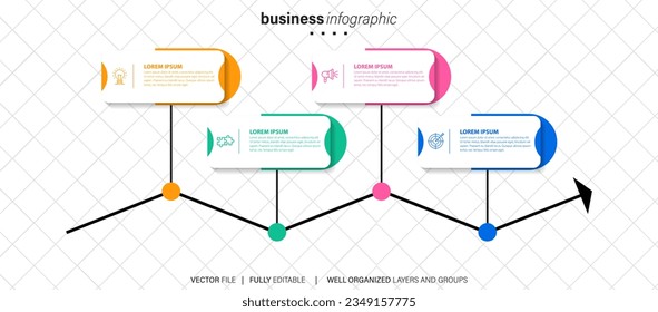 Thin line infographic scheme with 4 options. Vector template for
