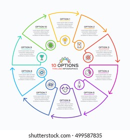 Thin line infographic template with 10 options. Vector illustration.