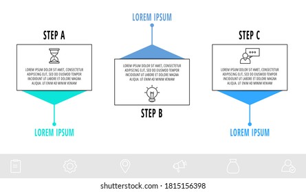 Thin line infographic template with 3 steps, labels. Modern business concept infographics with circles for brochure, web, banner, workflow layout, presentations, flow chart.