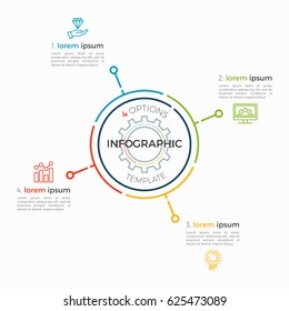 Thin line infographic template 4 options. Editable chart stroke. Vector illustration.