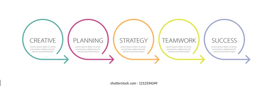 Thin line infographic template with 5 steps. Modern business concept infographics with options for brochure, diagram, workflow, timeline. Vector EPS 10