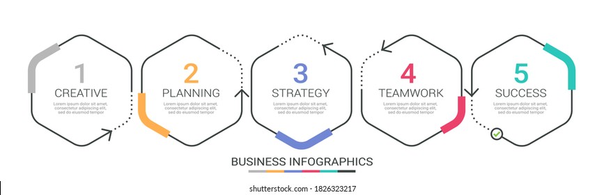 Thin line infographic template with 5 steps. Modern business concept infographics with options for brochure, diagram, workflow, timeline. Vector EPS 10