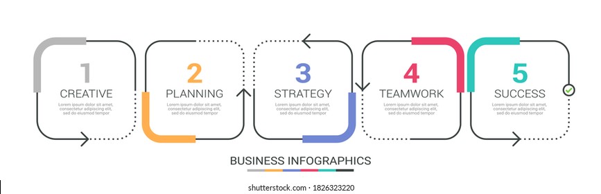 Thin line infographic template with 5 steps. Modern business concept infographics with options for brochure, diagram, workflow, timeline. Vector EPS 10