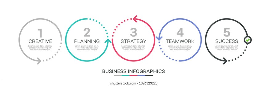 Thin line infographic template with 5 steps. Modern business concept infographics with options for brochure, diagram, workflow, timeline. Vector EPS 10