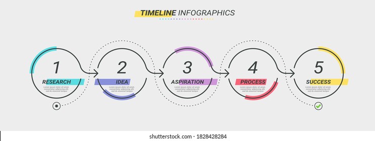 Thin line infographic template with 5 steps. Modern business concept infographics with options for brochure, diagram, workflow, timeline. Vector EPS 10