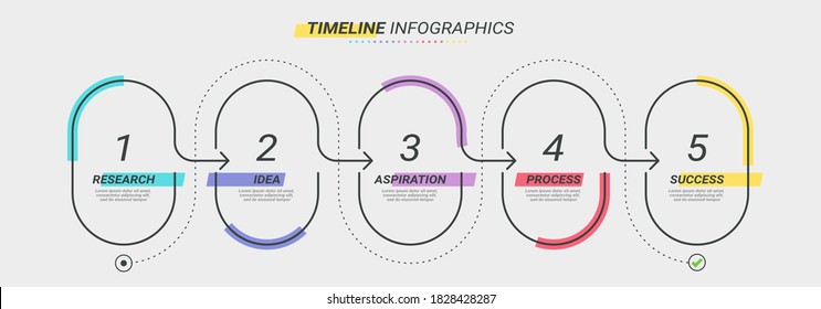 Thin line infographic template with 5 steps. Modern business concept infographics with options for brochure, diagram, workflow, timeline. Vector EPS 10