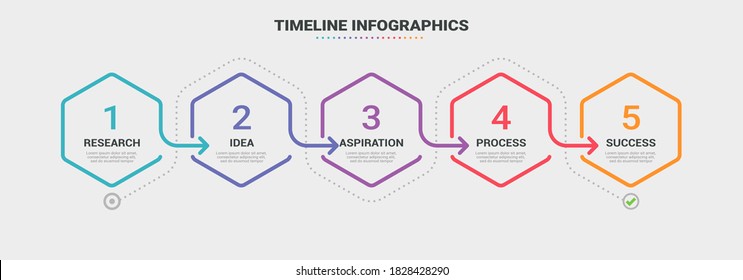 Plantilla infográfica de línea delgada con 5 pasos. Infografía moderna de concepto de negocio con opciones para folletos, diagramas, flujo de trabajo, cronología. EPS vectorial 10