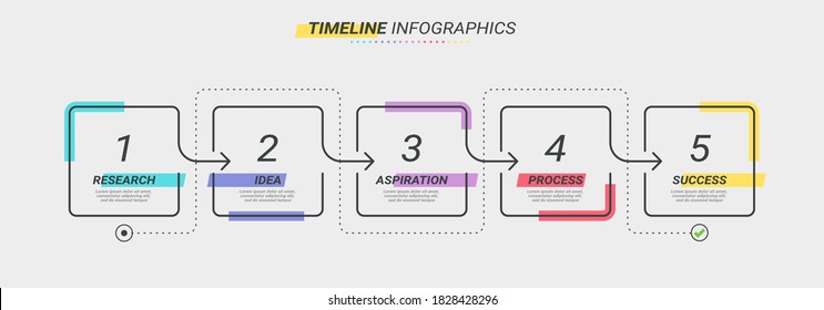 Thin line infographic template with 5 steps. Modern business concept infographics with options for brochure, diagram, workflow, timeline. Vector EPS 10