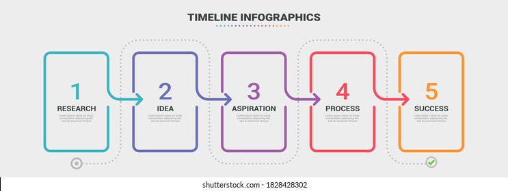 Plantilla infográfica de línea delgada con 5 pasos. Infografía moderna de concepto de negocio con opciones para folletos, diagramas, flujo de trabajo, cronología. EPS vectorial 10