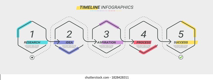 Thin line infographic template with 5 steps. Modern business concept infographics with options for brochure, diagram, workflow, timeline. Vector EPS 10