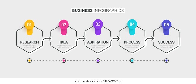 Thin line infographic template with 5 steps. Modern business concept infographics with options for brochure, diagram, workflow, timeline. Vector EPS 10