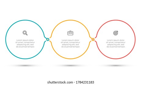 Thin line infographic template with icons and 3 options, steps, circle. Vector illustration. Can be used for workflow diagram, info chart, presentation.