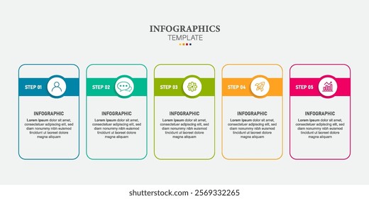 thin line infographic template with icons and 5 options or steps. for business concept, presentations banner, workflow layout, process diagram