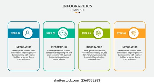 thin line infographic template with icons and 4 options or steps. for business concept, presentations banner, workflow layout, process diagram