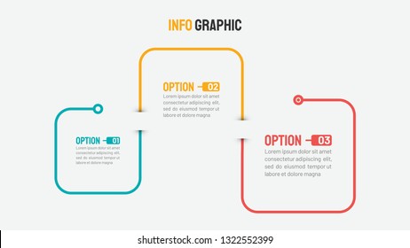 Thin line infographic template. Timeline with 3 steps, options. Vector linear element for presentation.