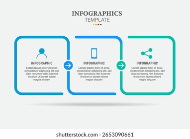 Thin line infographic timeline design. Creative concept with 3 steps