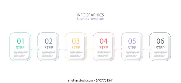 Thin line infographics business template with icons and 6 options or steps.  Infographics for business concept, presentation, workflow layout, process diagram, info graph. Vector eps 10