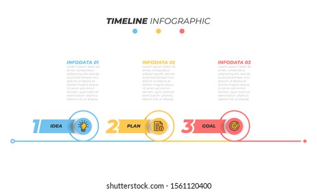 Thin line infographics design element with marketing icon and 3 step, option. Vector illustration.