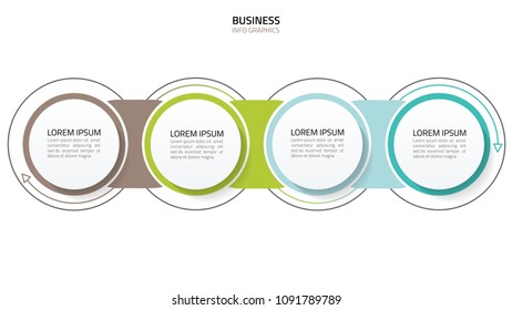 thin line infographics design template with circles. Timeline with 4 options, steps or processes.Vector illustration.