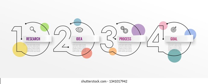 Thin line infographics design template with icons and 4 options or steps. Can be used for process diagram, presentations, workflow layout, banner, flow chart, info graph.