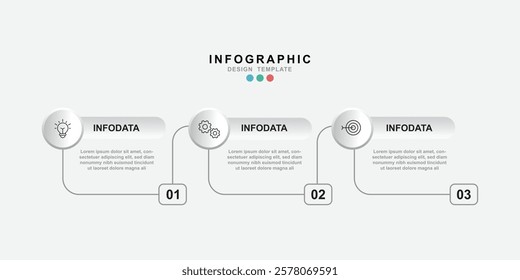 Thin line infographics design template with icons and 3 options or steps. 