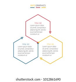 Thin line infographics template with 3 options.Vector linear infographic elements