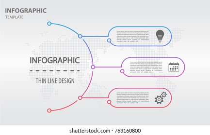 Thin line infographics templete with circle 3 options