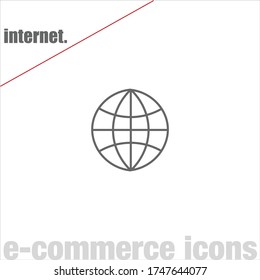 Thin line internet vector on white background. Minimalist e-commerce icons. Simple web symbols. Editable stroke. Eps 10. UI/UX. Round internet logo.