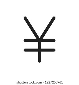 Thin line Japanese Yen/ Chinese Yuan symbol, JPY, CNY, Vector illustration