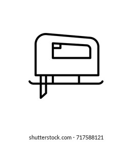 thin line jig saw icon on white background