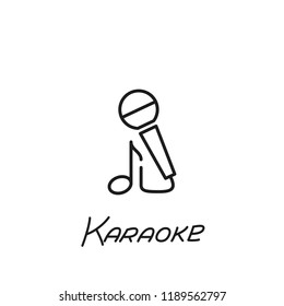 thin line karaoke microphone icon on white background