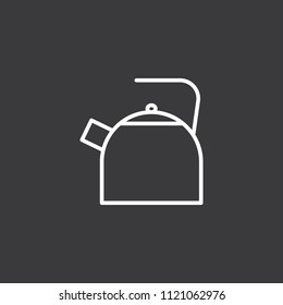 thin line kettle icon black on dark background