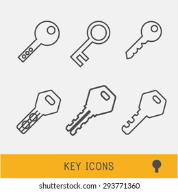 Thin Line Key Icons