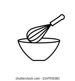 Thin line kitchen whisk icon isolated on white background - Vector illustration