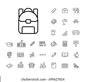 thin line knapsack icon black on white background