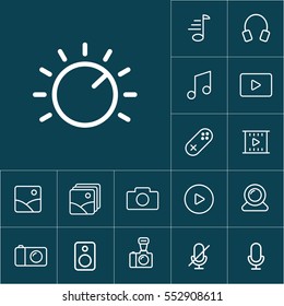 thin line knob icon on blue background, multimedia icons set