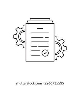 thin line kpi control or execute operation icon. linear modern business efficiency or digital doc logotype graphic stroke art design element isolated on white. concept of capacity or paperwork process