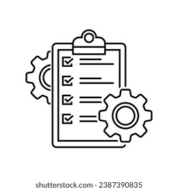 thin line kpi control or execute operation icon. linear modern business efficiency or digital doc logotype graphic stroke art design element isolated on white. concept of capacity or paperwork process