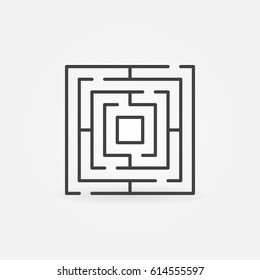 Thin Line Labyrinth Icon - Vector Simple Maze Sign In Outline Style