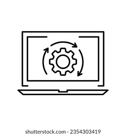 thin line laptop and gear wheel like update.