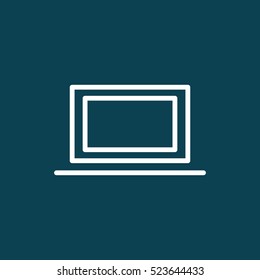 thin line laptop icon on blue background
