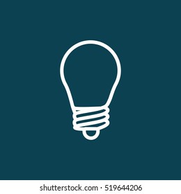 thin line light bulb, idea icon on blue background