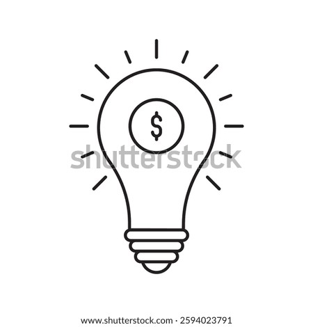thin line lightbulb with dollar icon like start up. linear trend modern wealth logotype graphic stroke web design isolated on white. concept of simple smart strategy or economy growth pictogram