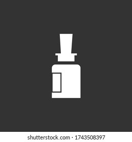 Thin line liquid medicine container on black background. Minimalist medical symbols. Health care icons. Editable stroke. Eps 10.