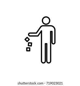 thin line littering man icon on white background